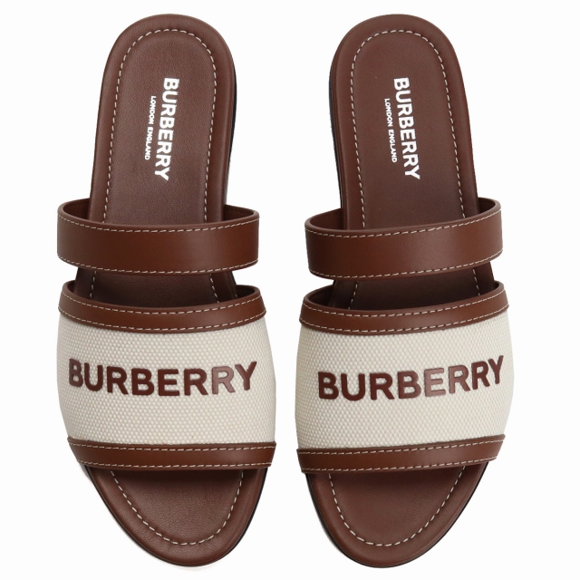 バーバリー ブランド サンダル レディース BURBERRY レザー コットン イタリア 8042631 TAN ブラウン系 小物 選べるモデル  おしゃれ プレゼント ギフト