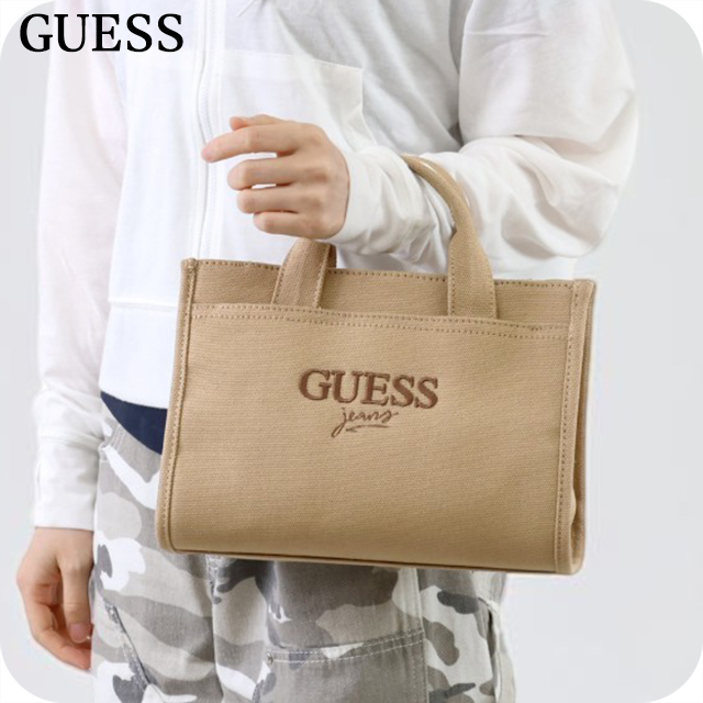 ゲス guess トートバッグ　かごばっぐ　腕かけ ベージュ GUESS（ゲス） トートバッグ レディース ブランド GUESS 2WAY