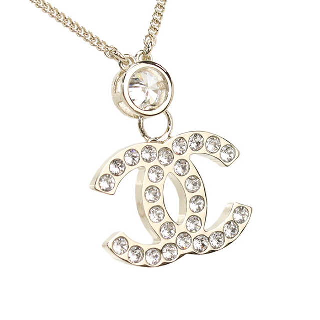 CHANEL ダブルロゴネックレス(ゴールド/ジルコニア) シャネル ネックレス レディース ココマーク ゴールド CHANEL