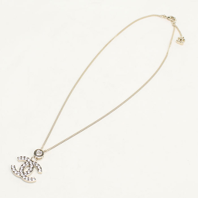 CHANEL ダブルロゴネックレス(ゴールド/ジルコニア) シャネル ネックレス レディース ココマーク ゴールド CHANEL