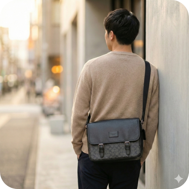 希少✨coachコーチ メッセンジャー斜め掛け レザー ブラックF05A02 COACH（コーチ） ショルダーバッグ メッセンジャーバッグ メンズ CR334