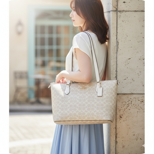 CORCH 美品　トートバッグ　レザーベージュ COACH（コーチ） トートバッグ レディース ブランド COACH CW381 IMXDM