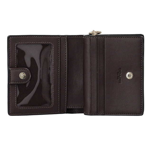 COACH コーチ　2つ折り財布　レザー　ブラック×ブラウン　I823 COACH コーチ 二つ折り財布 レディース ブランド CW789 IMXAQ