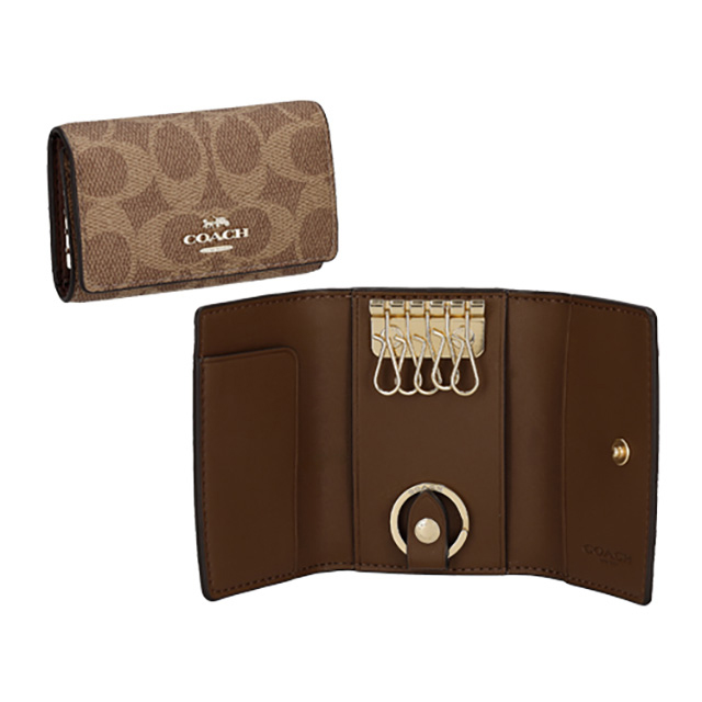 希少✨️ COACH コーチ ブラウン ケース キーリング ナイロン ロゴ COACH（コーチ） キーケース レディース ブランド COACH CZ274 IMXHE