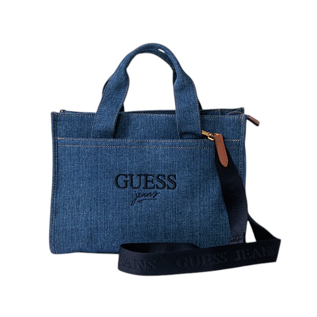 Guess ジーンズ トートバッグ 大容量 ビンテージデニムモチーフ 肩がけ GUESS（ゲス） トートバッグ レディース ブランド GUESS 2WAY