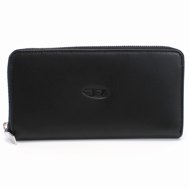 DIESEL ディーゼル 長財布 ラウンドファスナー ブラック 型押し レザー DIESEL（ディーゼル） ブランド 長財布 メンズ ラウンドファスナー