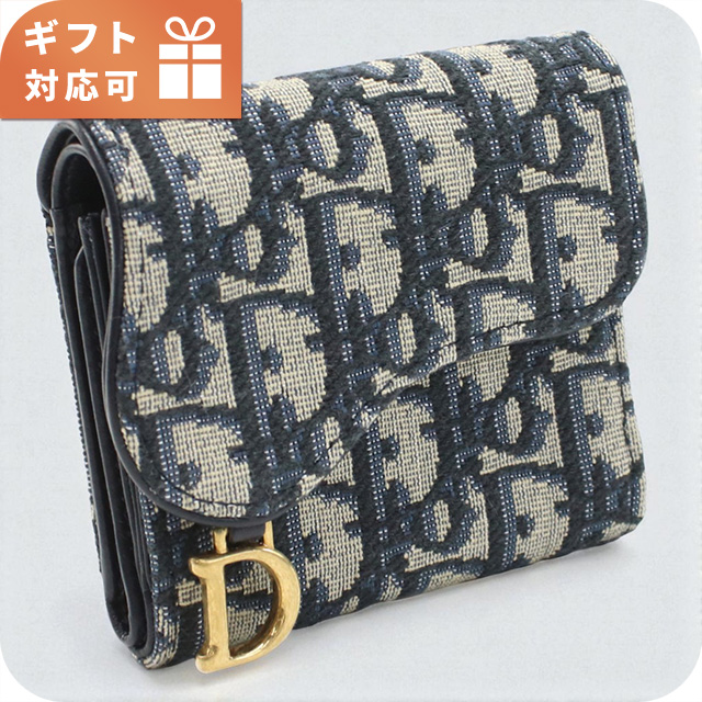Christian Dior 三つ折り財布 ネイビー/ホワイト Christian Dior 三つ折り財布 ネイビー/ホワイト