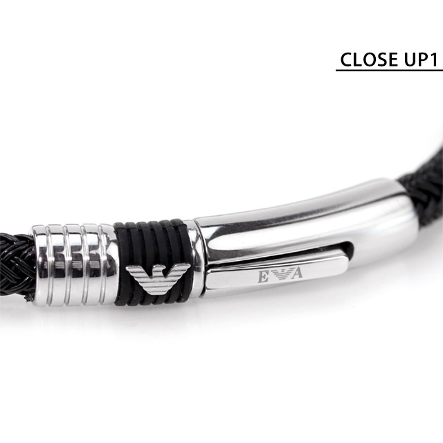 EMPORIO ARMANI ブレスレット EGS2176040 2重巻き BLACK エンポリオ アルマーニ ブレスレット EGS2176040 シルバー