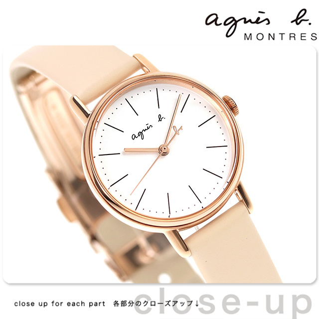 当店ならさらに+22倍 アニエスベー ファム クオーツ 腕時計 ブランド レディース agnes b. FCSK901 アナログ ホワイト  サーモンピンク 白