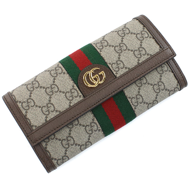 グッチ 長財布ニ折小銭入付き レディース ブランド GUCCI ＧＧスプリームキャンバス イタリア 523153 ブラウン系 財布 GUCCI（グッチ） 長財布ニ折小銭入付き レディース ブランド GG