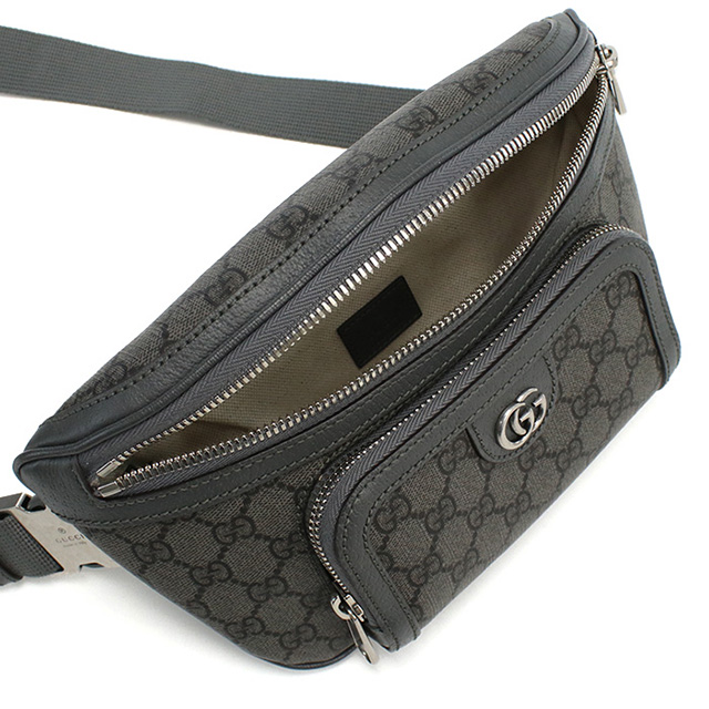 GUCCI ボディバッグ グレー キャンバス・レザー GUCCI（グッチ） ボディバッグ メンズ ブランド イタリア 733868