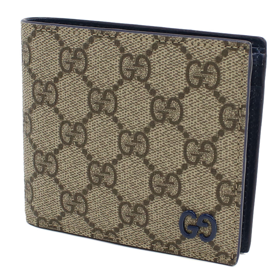 GUCCI グッチGGパターン ベージュ シルバー金具 二つ折り財布 GUCCI（グッチ） 二折財布小銭入付き メンズ ブランド GUCCI BICOLOR