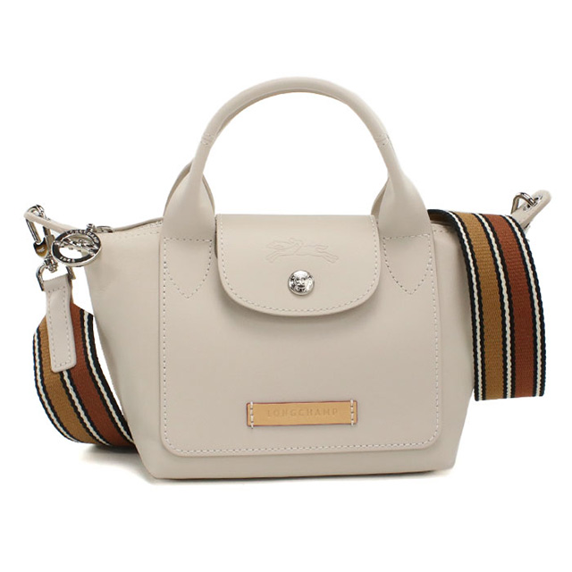 longchamp ハンドバッグ スエード ロゴ レザー ベージュ Le Pliage Xtra XS ル プリアージュ エクストラ ポーチ ハンドバッグ