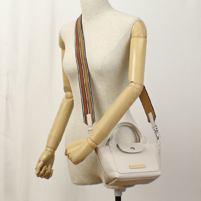 longchamp ハンドバッグ スエード ロゴ レザー ベージュ Le Pliage Xtra XS ル プリアージュ エクストラ ポーチ ハンドバッグ