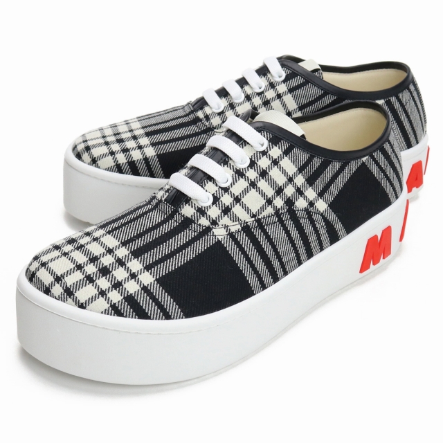 マルニ MARNI  メンズスニーカー   ブランドロゴ SNZU009503 P0663 CHN99 ブラック ホワイト系 shoes-01 bos-22 MARNI（マルニ） ブランド スニーカー メンズ キャンバス イタリア