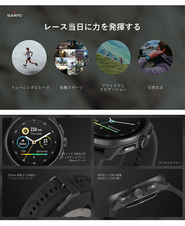 SUUNTO 本日+6倍 スント レース S 充電式クオーツ スマート