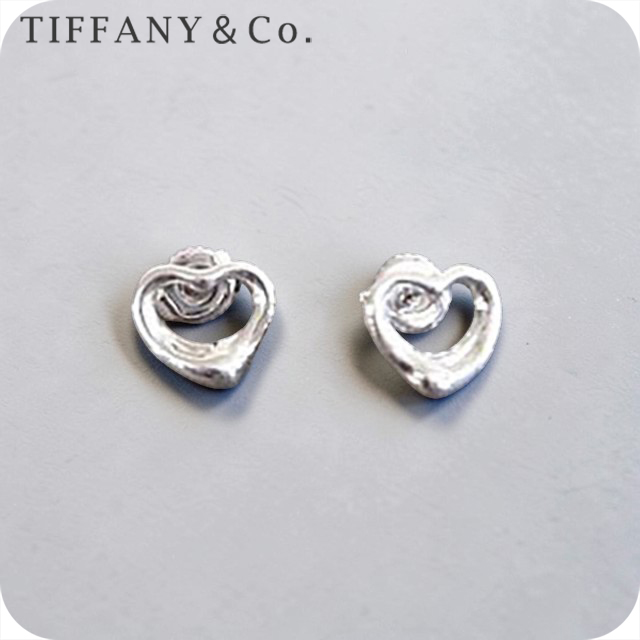 60 美品 ティファニー ピアス モダンハート フープ 片耳 シルバー 925 TIFFANY&Co.（ティファニー） ピアス オープンハート ラージ フープ