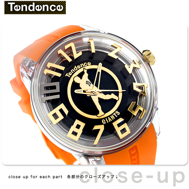 テンデンス キングドーム 阿部選手引退記念モデル クオーツ 腕時計 ブランド メンズ 数量限定モデル TY023014 アナログ ブラック オレンジ 黒