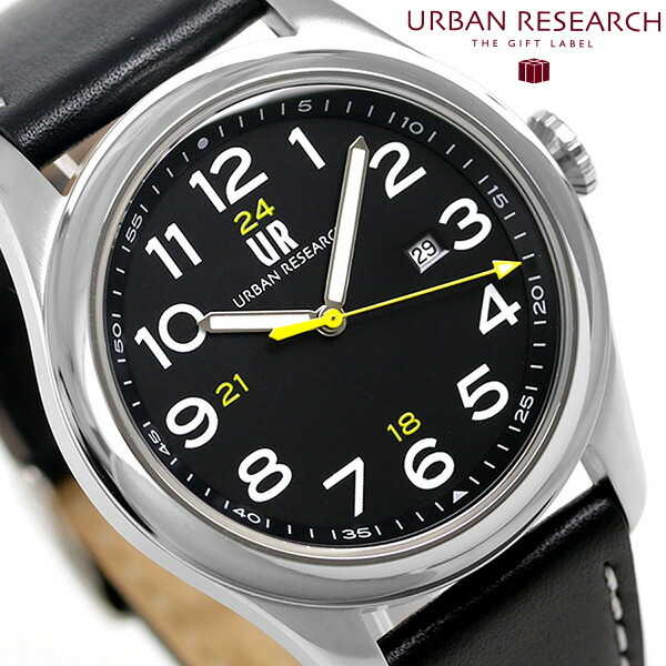 URBAN RESEARCH 3針デイト 革ベルト 腕時計 UR001-01 アーバンリサーチ