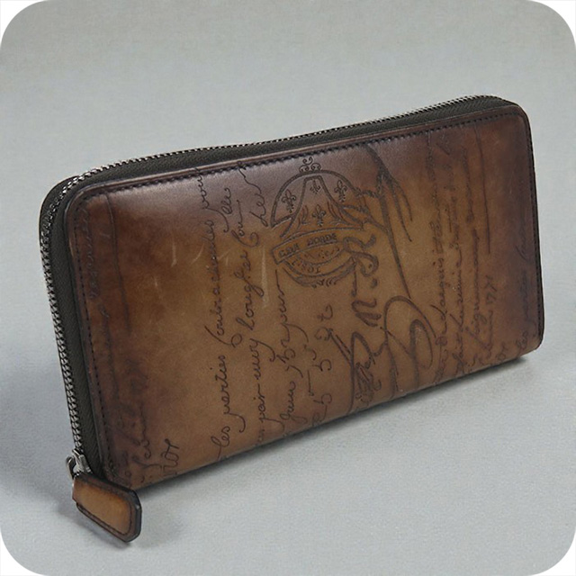 BERLUTI 長財布 ダークブルー/ブラウン Berluti（ベルルッティ） 中古 長財布ラウンドファスナー メンズ