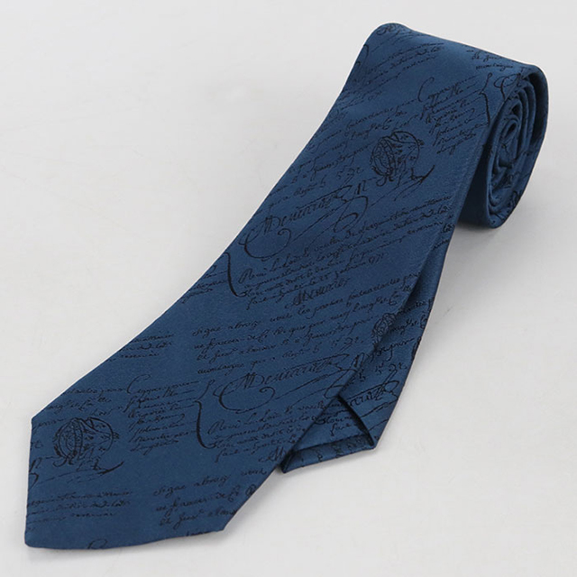 ꧁美品꧂ ベルルッティ ネクタイ スクリットパターン カリグラフィ ネイビー Berluti（ベルルッティ） 中古 ネクタイ メンズ ブランド クラシック