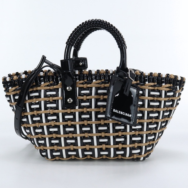 お値下げ　バレンシアガ ビストロ　ストライプ付きバスケットXS 新品未使用 BALENCIAGA 中古 バレンシアガ トートバッグ レディース