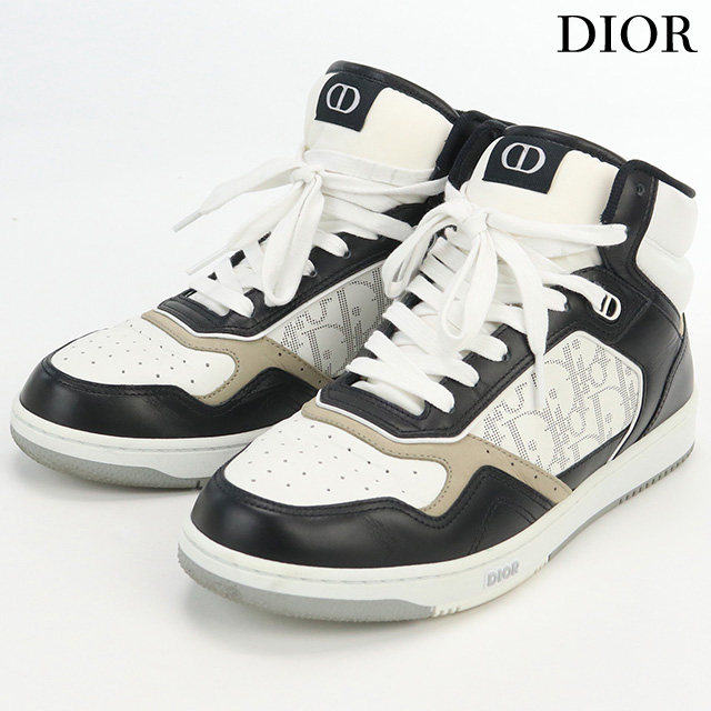 中古 クリスチャンディオール スニーカー メンズ ブランド Christian Dior B27ハイトップスニーカー レザー 3SH133ZIJ  ホワイト