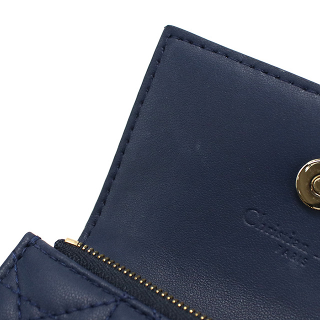 ディオール　コインケース　マイディオールグライシンウォレット　ブラック　パール Christian Dior 中古 クリスチャンディオール 小銭入れ