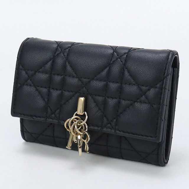 Dior 黒 レザー 名刺入れ 本体 + 箱 + 保存袋 Christian Dior 中古 クリスチャンディオール 名刺入れ