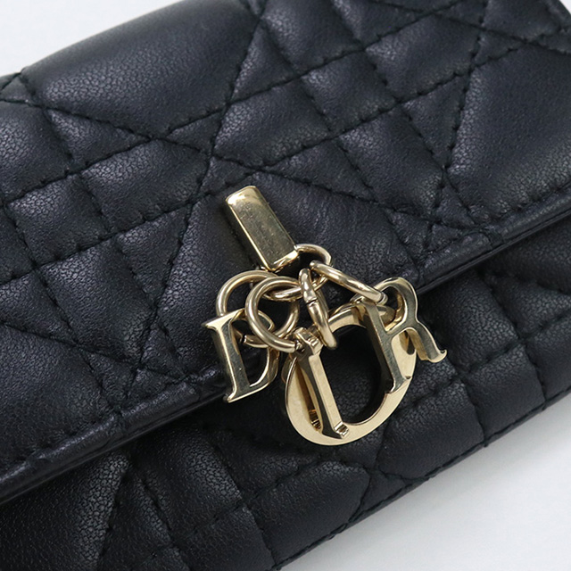 Dior 黒 レザー 名刺入れ 保存袋付き Christian Dior 中古 クリスチャンディオール 名刺入れ