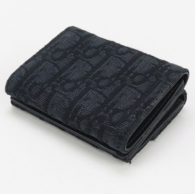 【新品未使用】ChristianDior ハニカム柄　ブラック　三つ折り財布 Christian Dior（クリスチャン・ディオール） 中古 ディオール 三折