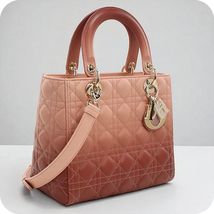 【Christian Dior/クリスチャンディオール】 レディディオール ミディアム 2WAY ハンドバッグ レザー ピンク/アイボリー レディース【中古】【真子質店】【GD】【TMoYMa】 最終特価品【Christian Dior/クリスチャンディオール】 レディ