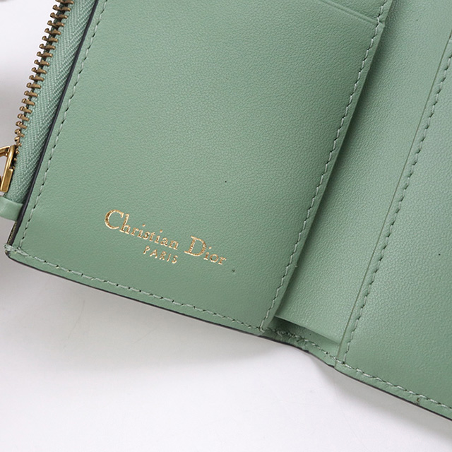 Dior ディオール 三つ折り財布 サドル ロータスウォレット グリーン Christian Dior 中古 ディオール 三折財布 レディース ブランド