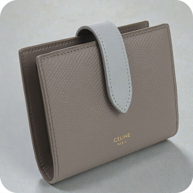 中古良品CELINE セリーヌ 二つ折り財布 スモールストラップウォレット レディース グレー CELINE（セリーヌ） 中古 二つ折り財布 レディース ブランド スモール