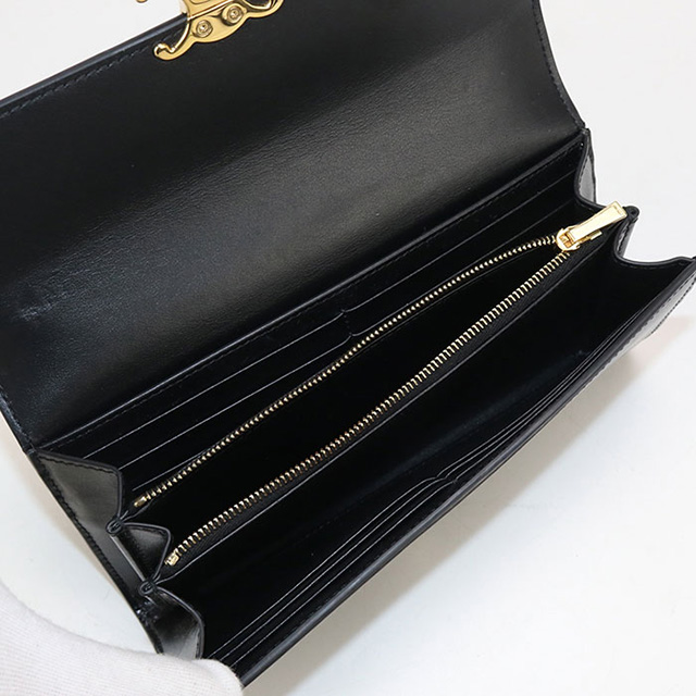 ★3日以内返品可★ 極美品 CELINE セリーヌ トリオンフ ラージウォレット 10E313DPV 長財布 ブラック ゴールド カーフレザー レディース CELINE（セリーヌ） 中古 長財布二折 レディース ブランド トリオンフ