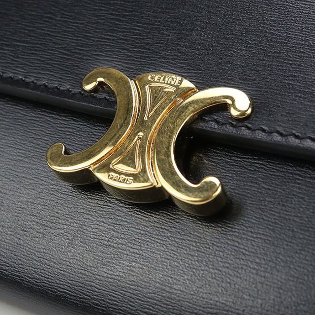 【中古】CELINE | セリーヌ ラージウォレット トリオンフ 二つ折り長財布 10E313DPV ブラック【尾張小牧店】 CELINE（セリーヌ） 中古 長財布二折 レディース ブランド トリオンフ