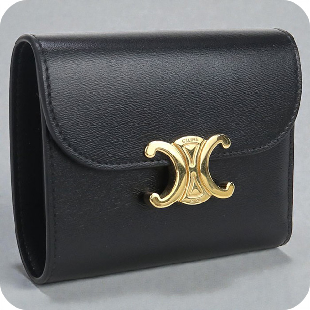 ★3日以内返品可★ 美品 CELINE セリーヌ トリオンフ スモール フラップウォレット トリオンフ 10D783DPV 三つ折り財布 ブラック レザー レディース 楽天市場】セリーヌ 三つ折り財布(小銭入れあり) トリオンフ スモール