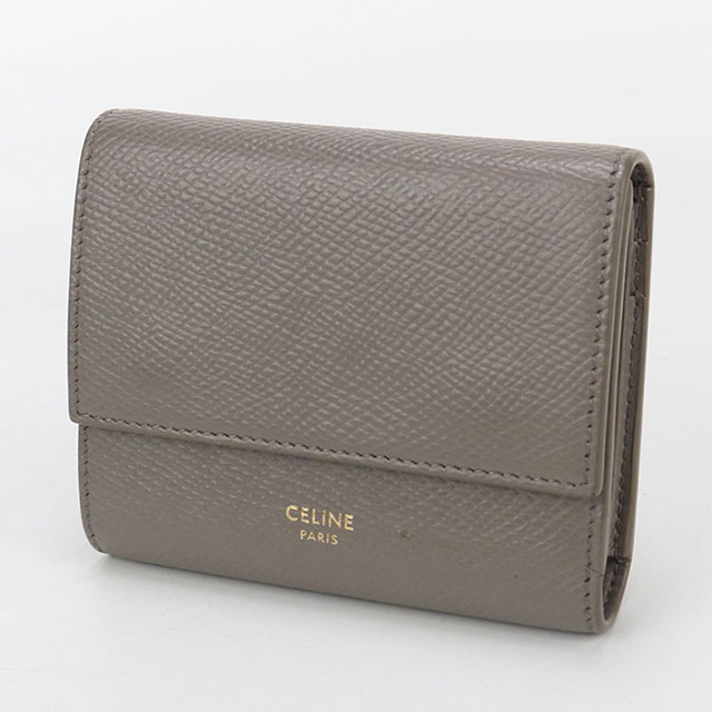 セリーヌ CELINE スモール トリフォールドウォレット 三つ折り財布 財布 レザー レディース グレー系 10B573 【中古】 CELINE（セリーヌ） スモール トリフォールドウォレット 三つ折り財布