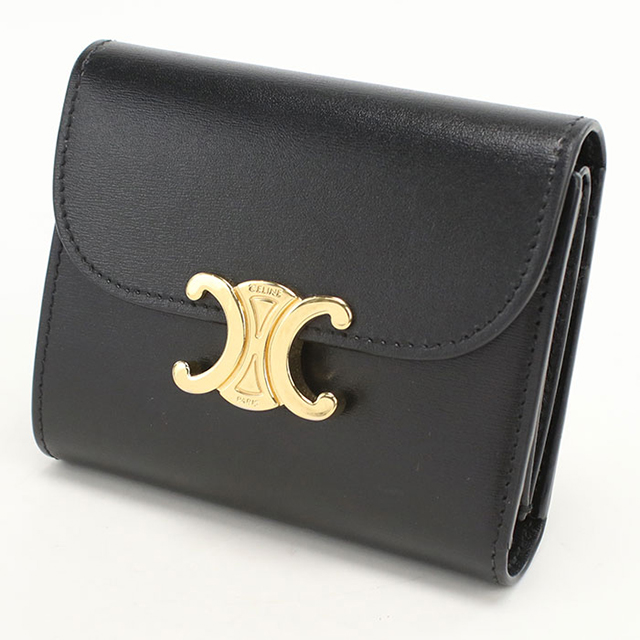 ★3日以内返品可★ 美品 CELINE セリーヌ トリオンフ スモール フラップウォレット トリオンフ 10D783DPV.02EZ 三つ折り財布 アイボリー カーフレザー レディース CELINE（セリーヌ） 財布 三つ折り財布 スモール フラップウォレット