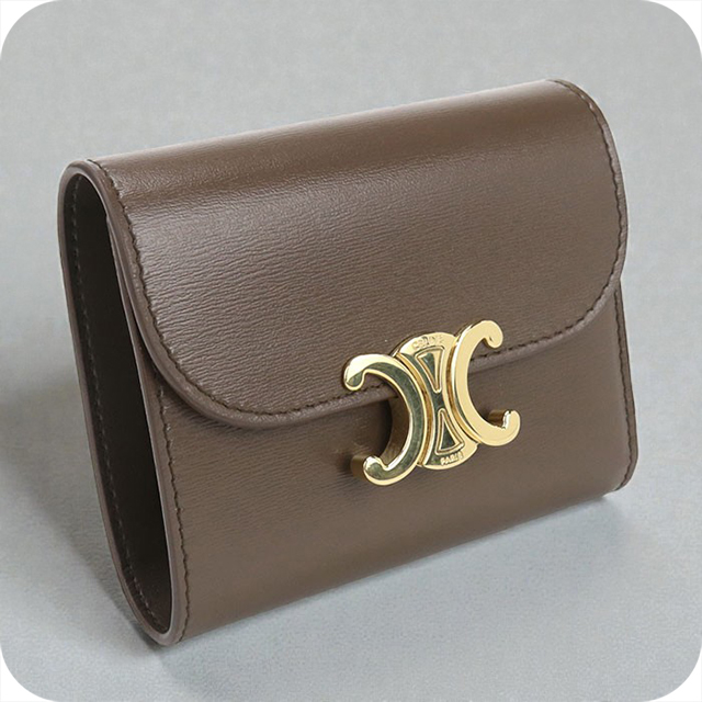 セリーヌ 三つ折り財布 ブラウン レザー 中古 ガマ口 CELINE - CELINE セリーヌ マカダム柄 PVC×レザー がま口 三つ折り