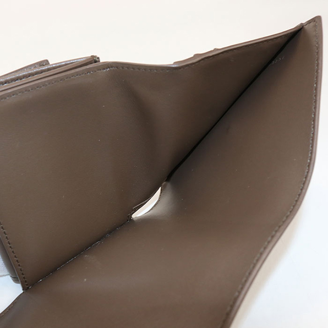 セリーヌ 三つ折り財布 ブラウン レザー 中古 ガマ口 CELINE - CELINE セリーヌ マカダム柄 PVC×レザー がま口 三つ折り