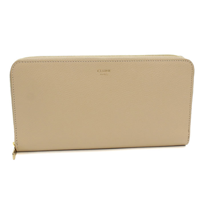 CELINE セリーヌ ラウンドジップ 二つ折り 長財布 財布 レザー ベージュ CELINE（セリーヌ） 【週末タイムセール☆30％OFF】セリーヌ 長財布