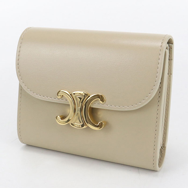 CELINE 三つ折り財布 ベージュ CELINE（セリーヌ） 中古 三折財布 レディース ブランド トリオンフ
