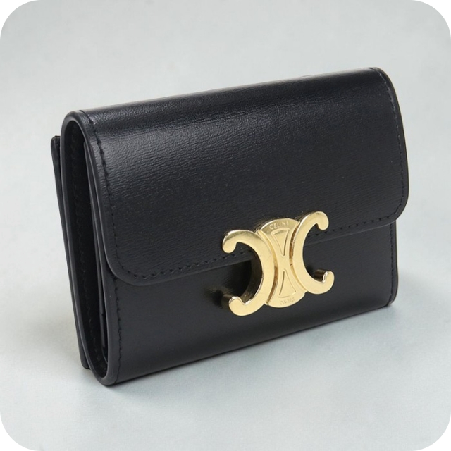 【新品未使用】CELINE 三つ折り財布 黒 アンティーク CELINE（セリーヌ） 中古 三つ折り財布 レディース ブランド