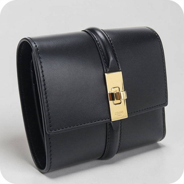 CELINE セリーヌ 16セーズ スモール フラップウォレット 三つ折り財布 CELINE（セリーヌ） 中古 三つ折り財布 コンパクト 三折財布