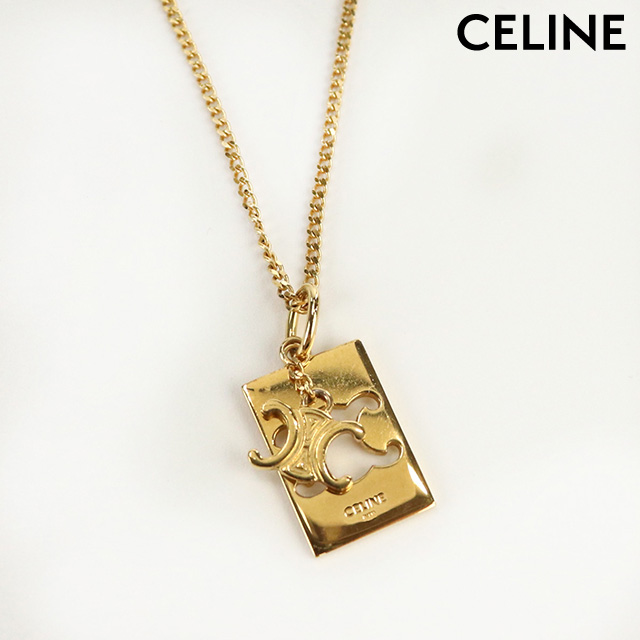 中古 セリーヌ ペンダント レディース ブランド CELINE セパラブル トリオンフインタ-ロック メタル ゴールド