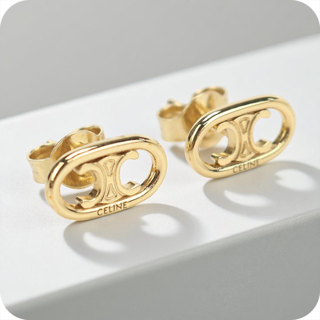 【 CELINE 】CELINEアントラルピアス CELINE（セリーヌ） ピアス メタル/フェイクパール ゴールド×ホワイト