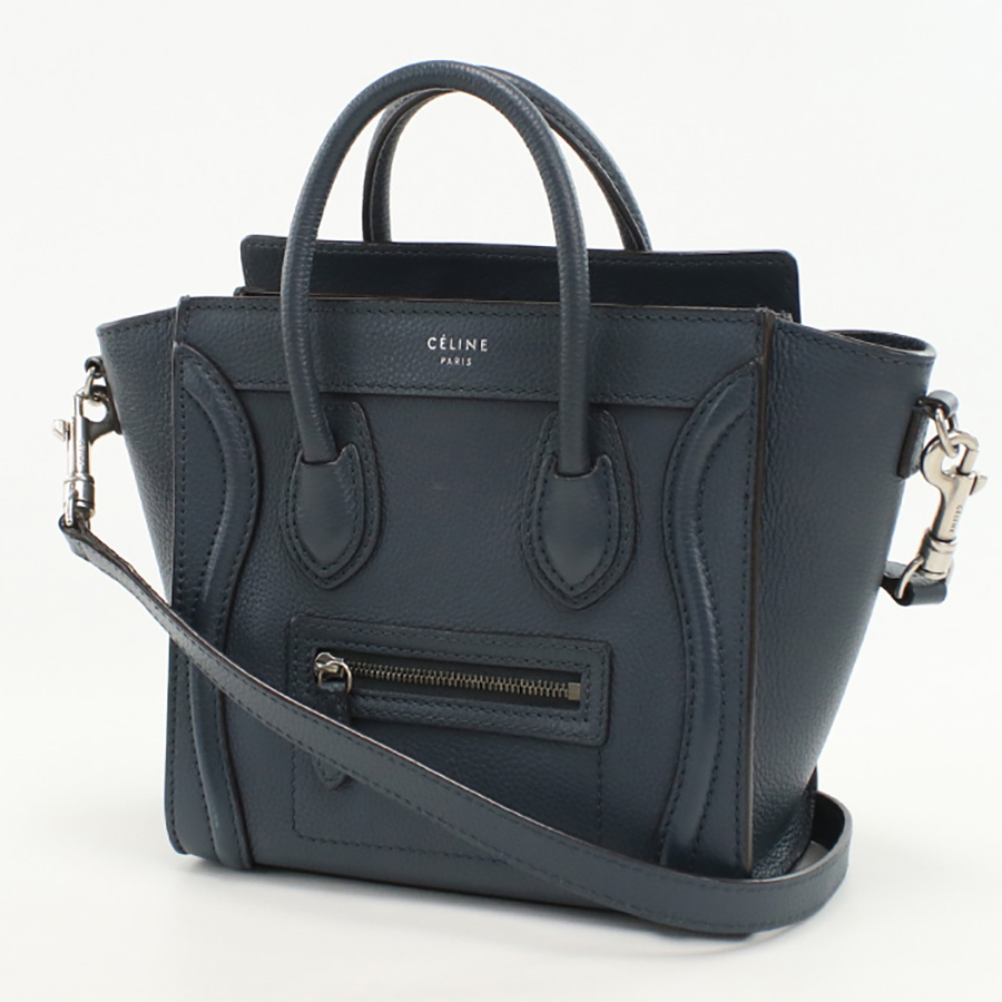 CELINE ネイビー レザー ハンドバッグ CELINE（セリーヌ） 中古 ハンドバッグ レディース ブランド ラゲージ