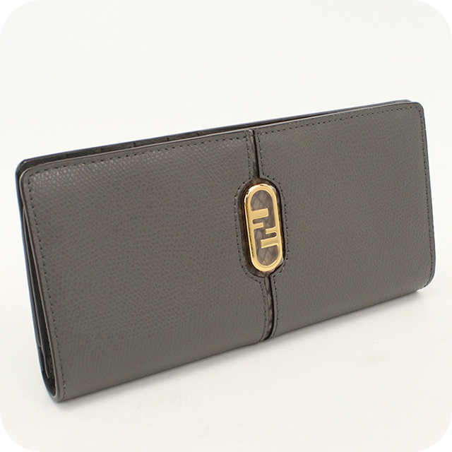 【極美品】FENDI　ピーカブー　コンチネンタル　長財布　ターンロック　グレー FENDI（フェンディ） 中古 長財布二折 レディース ブランド オーロック