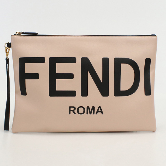 美品⭐フェンディ　クラッチバッグ　ピンク　ローマ　デカロゴ　レザー FENDI（フェンディ） 中古 クラッチバッグ レディース ブランド ローマ